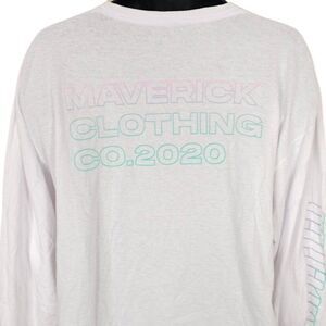 Maverick T Shirt Mens Size XL White Logan Paul Streetwear Spellout Long Sleeve